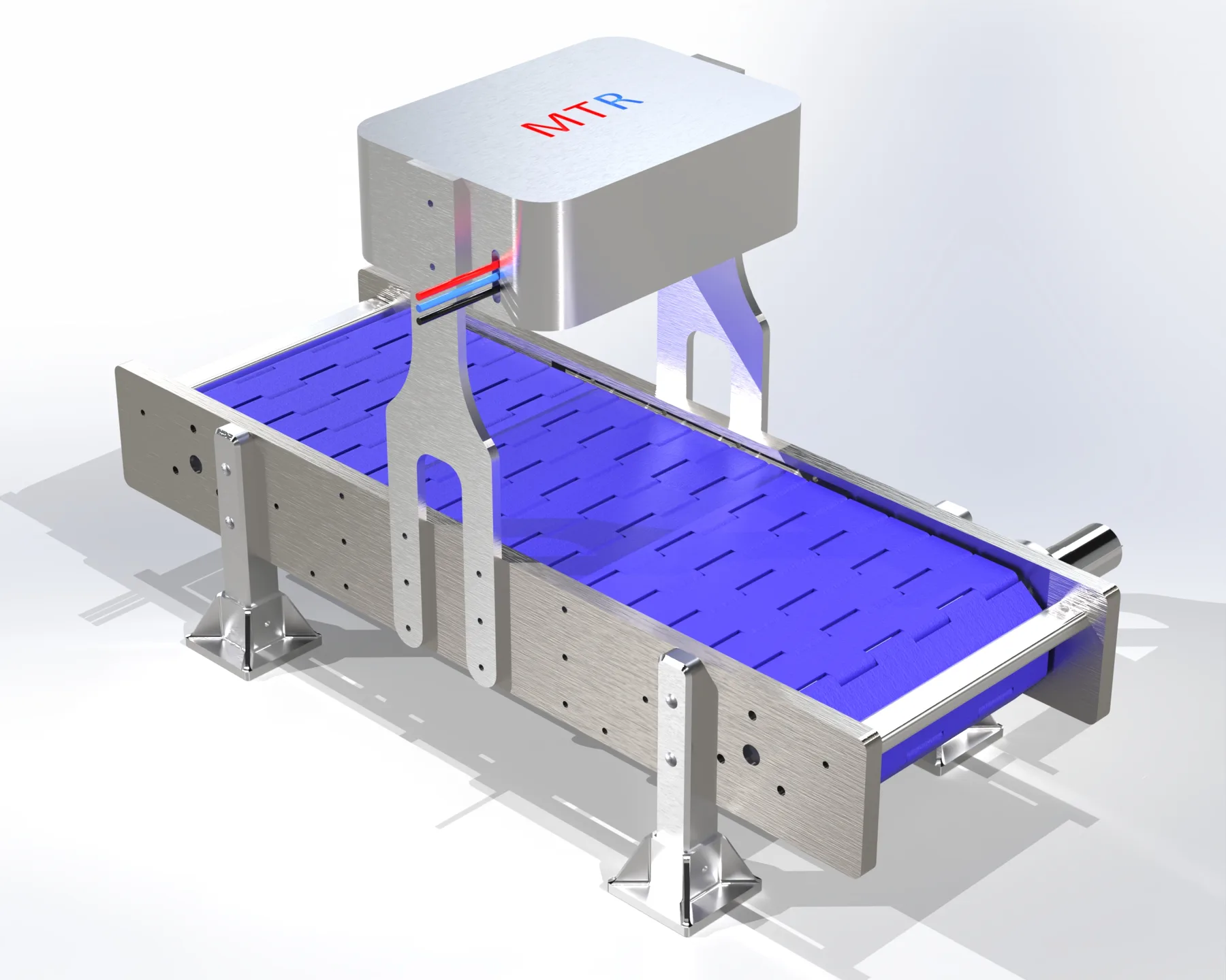 Trạm kiểm tra MTR-Q — camera gắn phía trên băng tải.